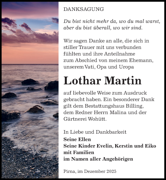 Traueranzeige von Lothar Martin von Sächsische Zeitung