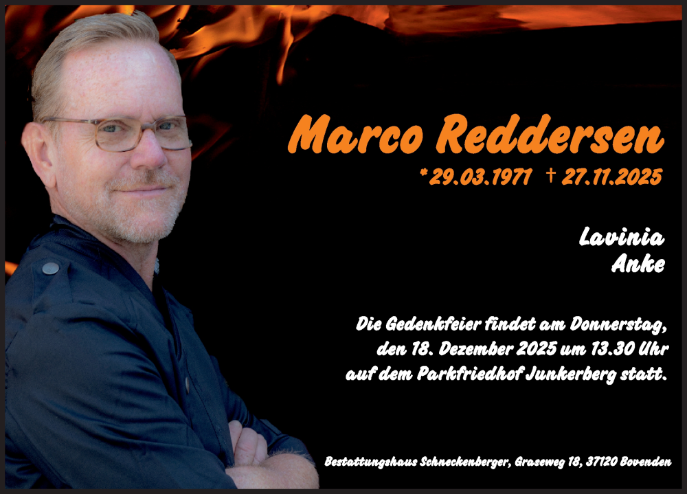  Traueranzeige für Marco Reddersen vom 06.12.2025 aus Göttinger Tageblatt
