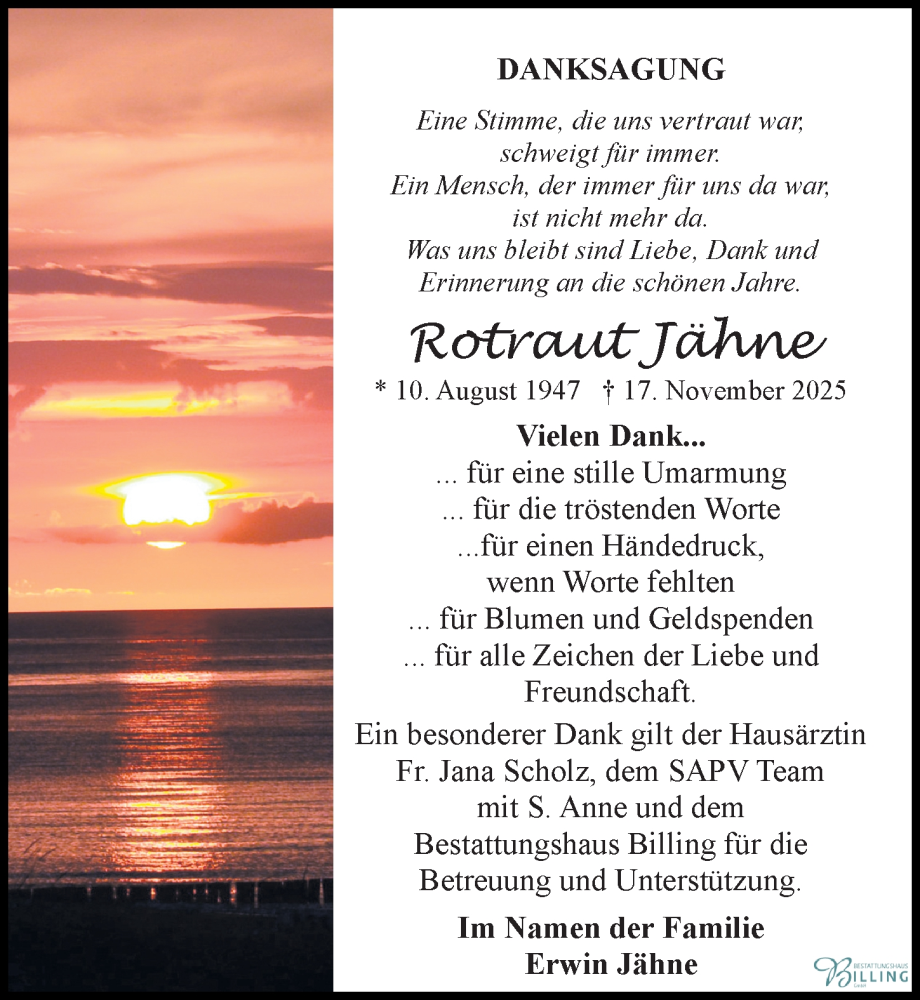  Traueranzeige für Rotraut Jähne vom 20.12.2025 aus Sächsische Zeitung
