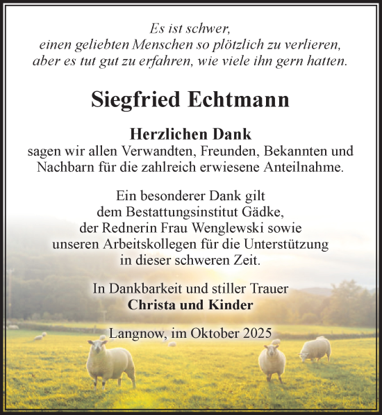 Traueranzeige von Siegfried Echtmann von Wochenspiegel