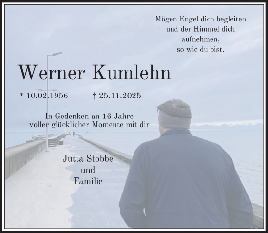 Traueranzeige von Werner Kumlehn von Täglicher Anzeiger Holzminden
