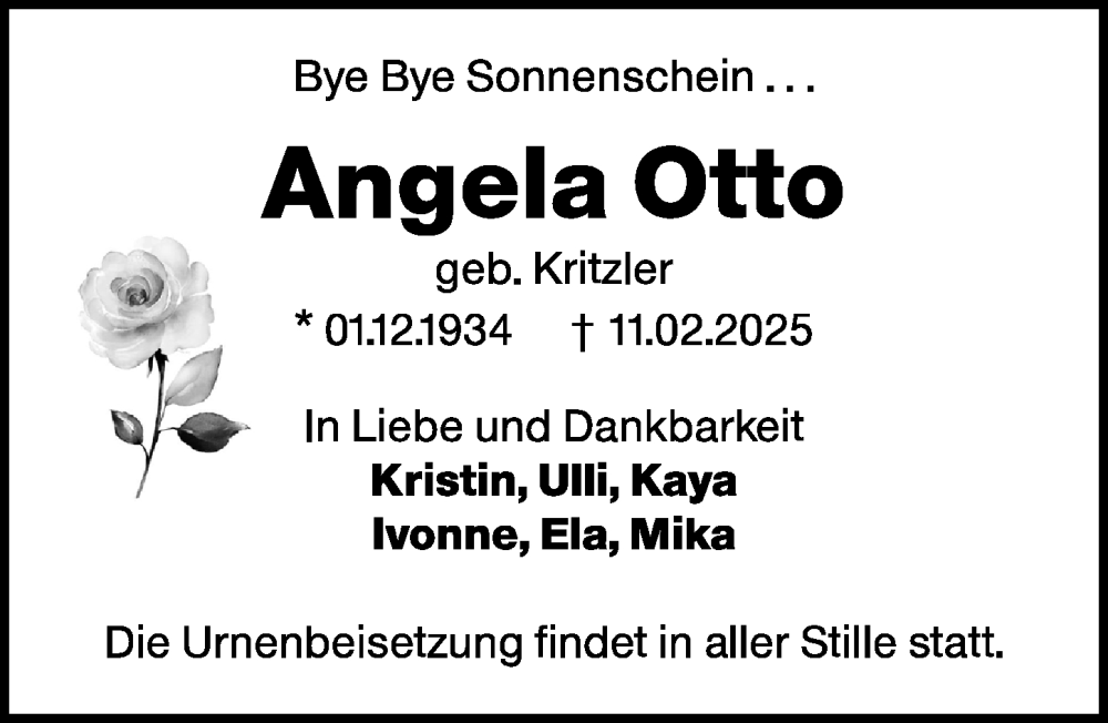  Traueranzeige für Angela Otto vom 15.02.2025 aus Leipziger Volkszeitung