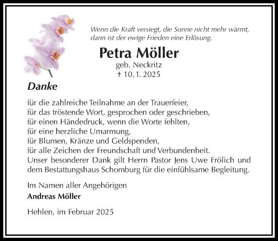 Traueranzeige von Petra Möller von Täglicher Anzeiger Holzminden