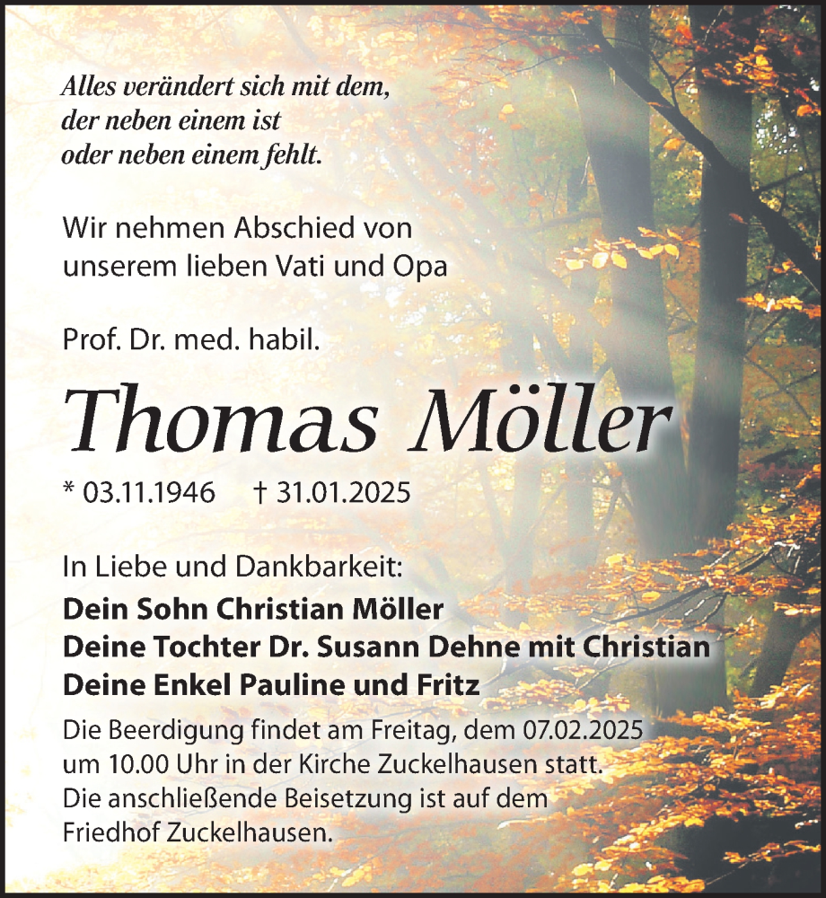  Traueranzeige für Thomas Möller vom 05.02.2025 aus Leipziger Volkszeitung