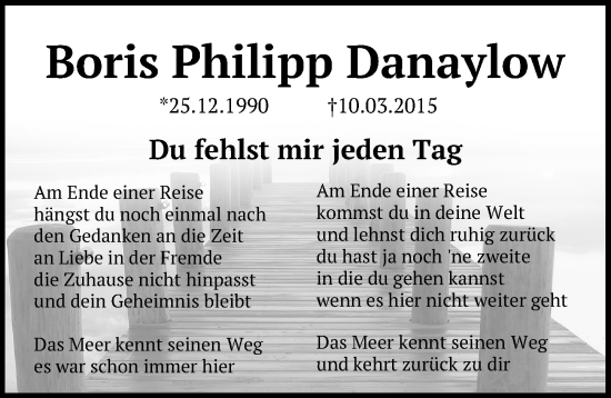 Traueranzeige von Boris Philipp Danaylow von Leipziger Volkszeitung