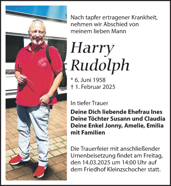 Traueranzeigen von Harry Rudolph | trauer-anzeigen.de