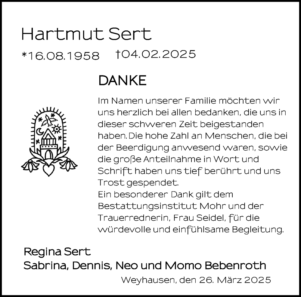  Traueranzeige für Hartmut Sert vom 29.03.2025 aus Aller Zeitung