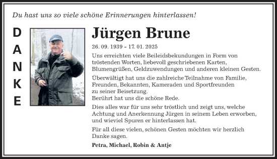 Traueranzeige von Jürgen Brune von Sächsische Zeitung