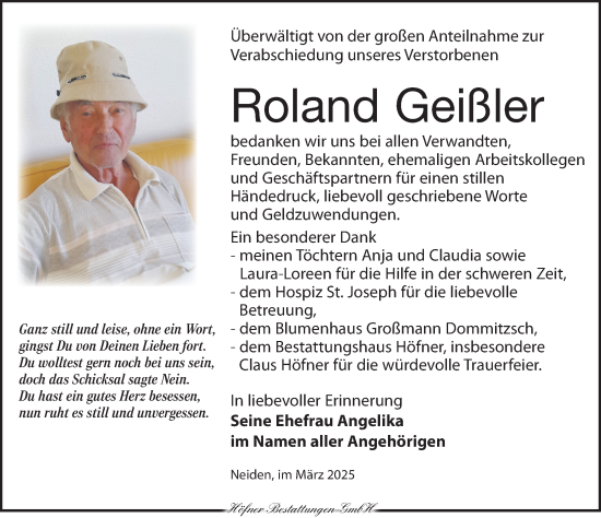 Traueranzeige von Roland Geißler von Torgauer Zeitung