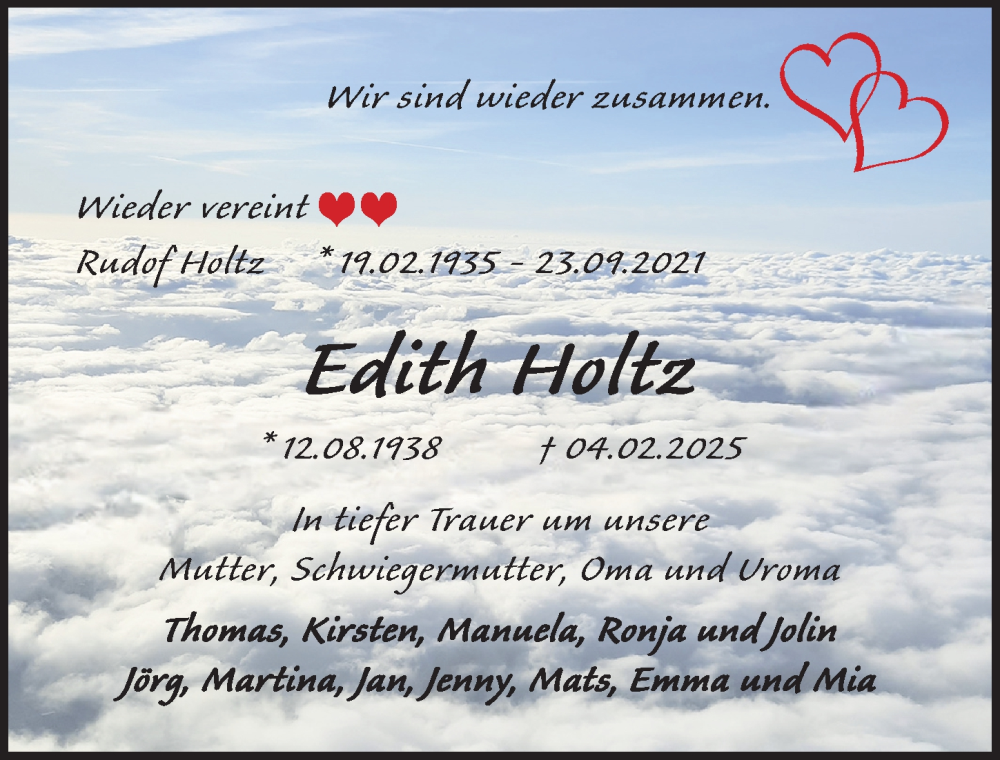  Traueranzeige für Rudolf Holtz vom 16.03.2025 aus Lübecker Nachrichten