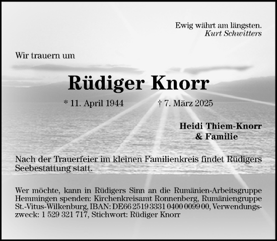 Traueranzeige von Rüdiger Knorr von Hannoversche Allgemeine Zeitung/Neue Presse