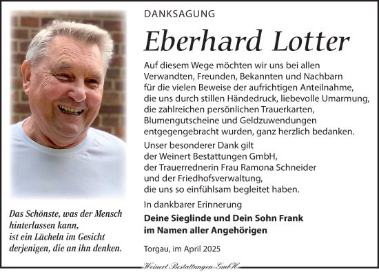 Traueranzeige von Eberhard Lotter von Torgauer Zeitung