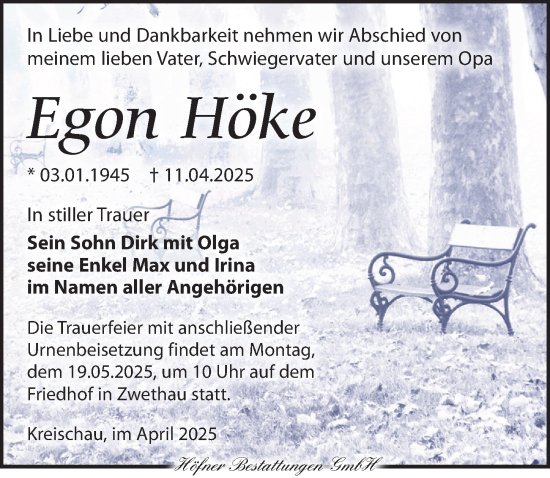Traueranzeige von Egon Höke von Torgauer Zeitung