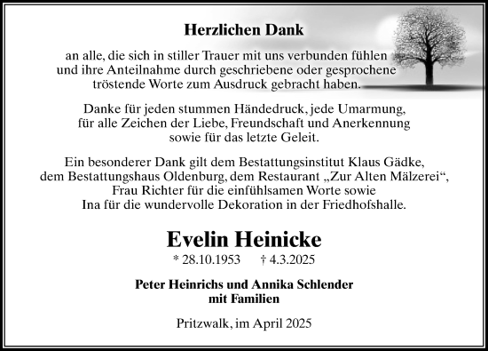Traueranzeige von Evelin Heinicke von Wochenspiegel