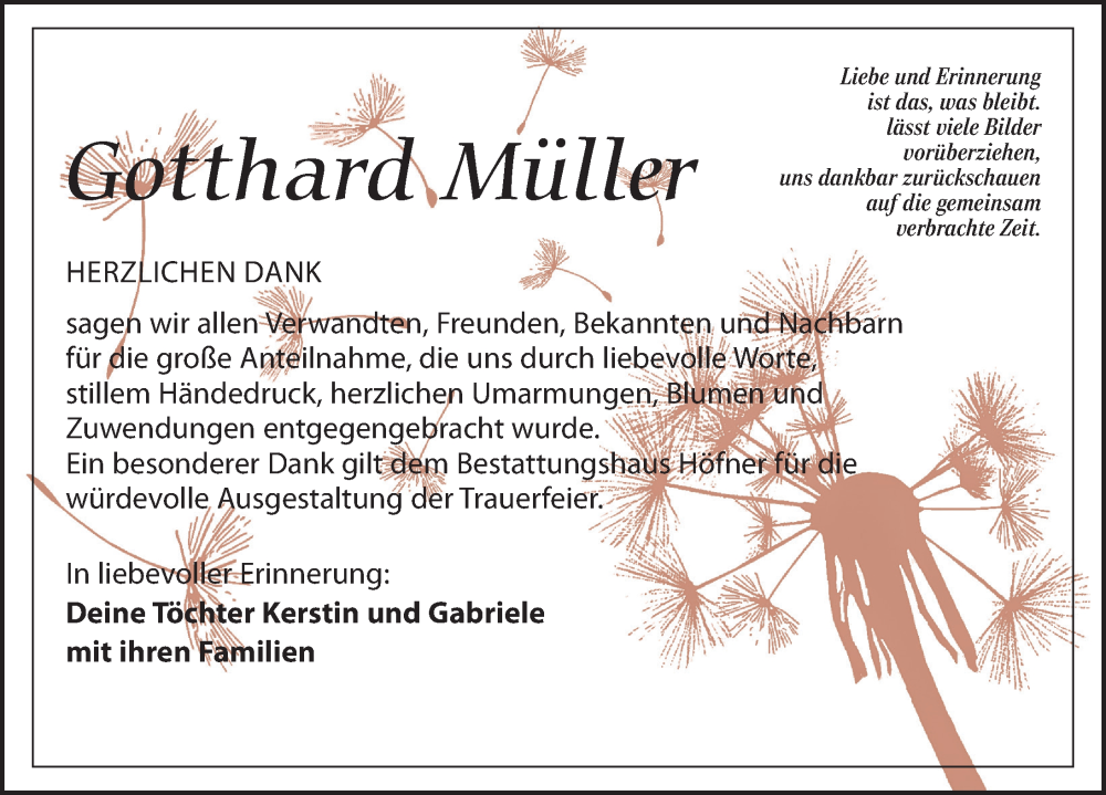  Traueranzeige für Gotthard Müller vom 05.04.2025 aus Torgauer Zeitung