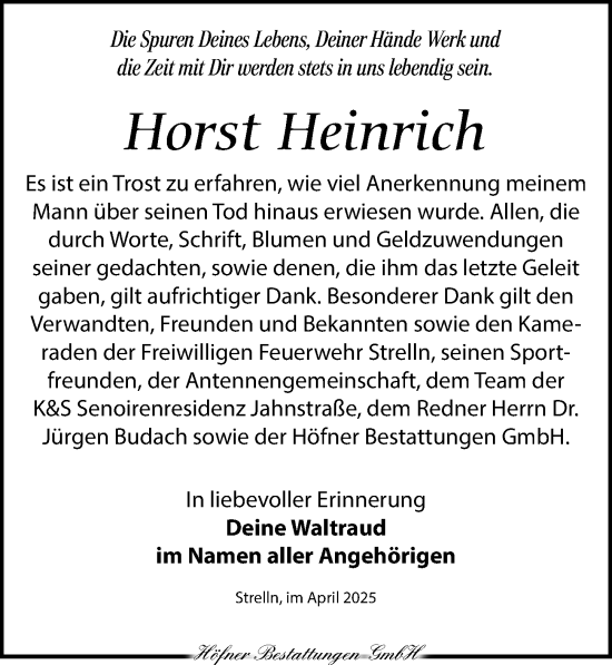 Traueranzeige von Horst Heinrich von Torgauer Zeitung