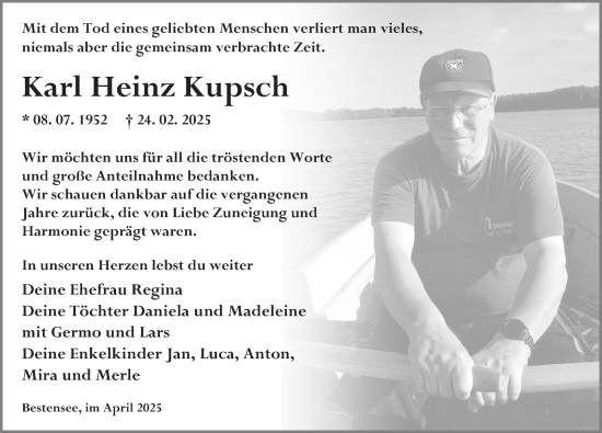 Traueranzeige von Karl Heinz Kupsch von Märkischen Allgemeine Zeitung