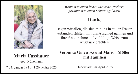 Traueranzeige von Maria Fasshauer von Eichsfelder Tageblatt