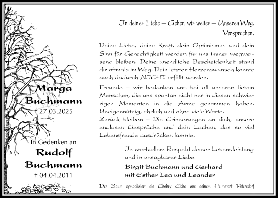 Traueranzeige von Rudolf Buchmann von Täglicher Anzeiger Holzminden