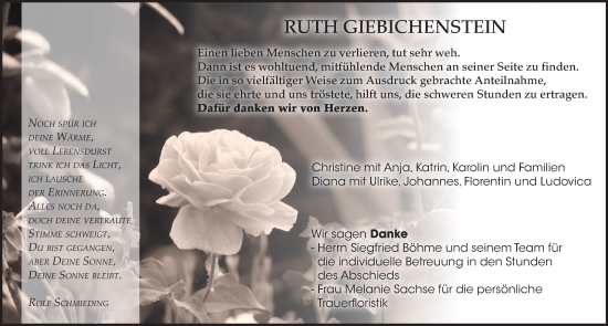 Traueranzeige von Ruth Giebichenstein von Torgauer Zeitung