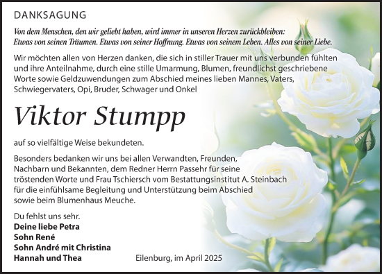 Traueranzeige von Viktor Stumpp von Leipziger Volkszeitung