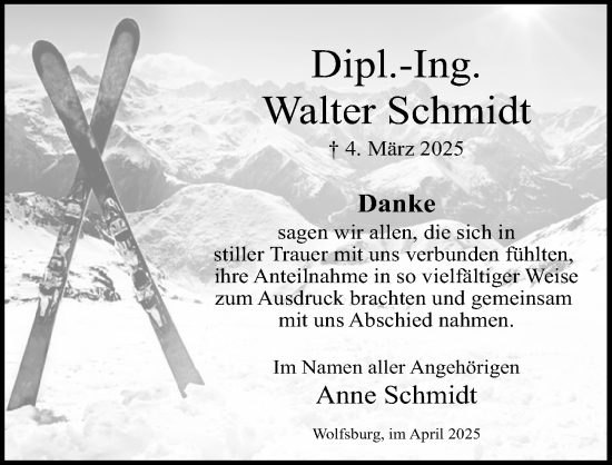 Traueranzeige von Walter Schmidt von Aller Zeitung