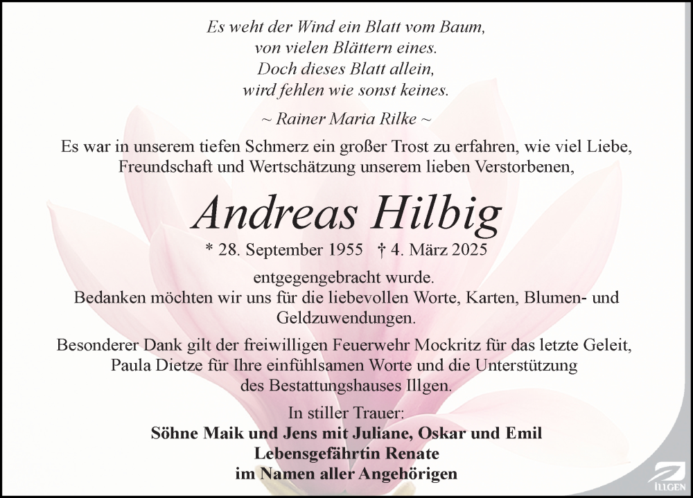  Traueranzeige für Andreas Hilbig vom 10.05.2025 aus Sächsische Zeitung