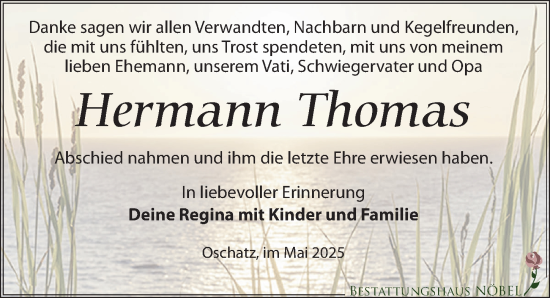 Traueranzeige von Hermann Thomas von Leipziger Volkszeitung