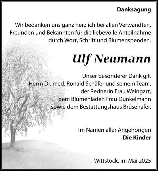 Traueranzeige von Ulf Neumann von Wochenspiegel