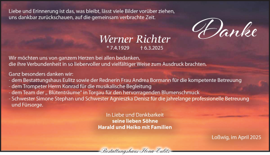 Traueranzeige von Werner Richter von Torgauer Zeitung