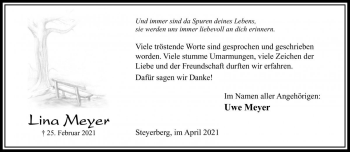 Traueranzeige von Lina Meyer von Die Harke