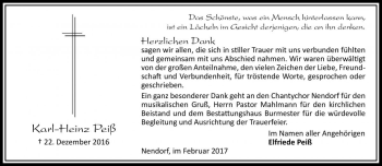 Traueranzeige von Karl-Heinz Peiß von Die Harke