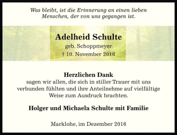 Traueranzeige von Adelheid Schulte von Die Harke