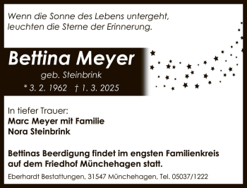 Traueranzeige von Bettina Meyer von Die Harke