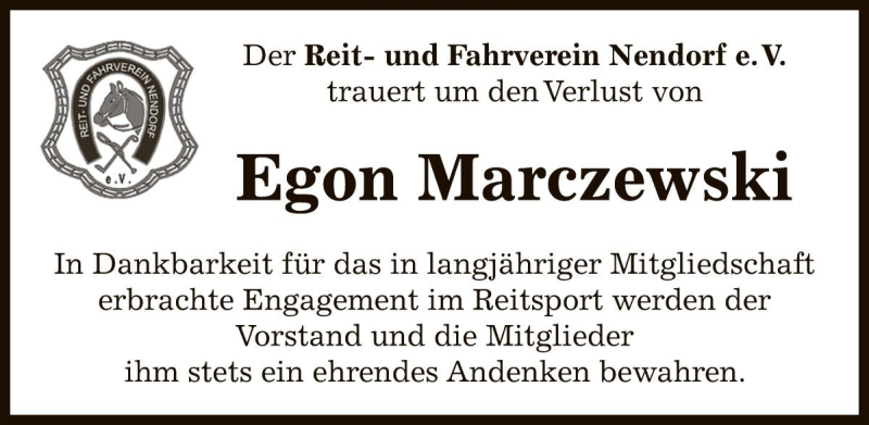  Traueranzeige für Egon Marczewski vom 24.02.2023 aus Die Harke