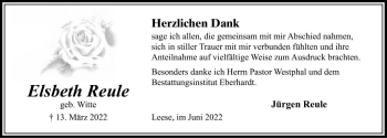 Traueranzeige von Elsbeth Reule von Die Harke