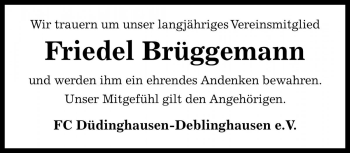 Traueranzeige von Friedrich Brüggemann von Die Harke