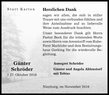 Traueranzeige von Günter Schröder von Die Harke