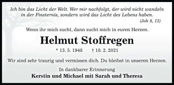 Traueranzeige von Helmut Stoffregen von Die Harke