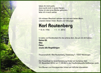 Traueranzeige von Karl Rautenberg von Die Harke