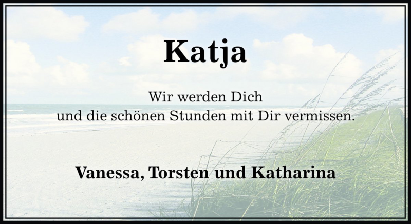  Traueranzeige für Katja Meier vom 24.11.2017 aus Die Harke