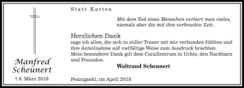 Traueranzeige von Manfred Scheunert von Die Harke