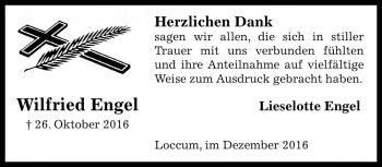 Traueranzeige von Wilfried Engel von Die Harke