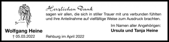Traueranzeige von Wolfgang Heine von Die Harke