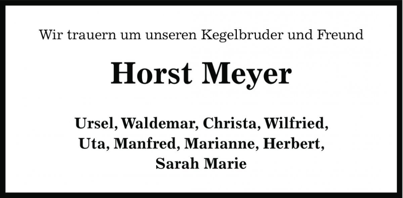  Traueranzeige für Horst Meyer vom 11.02.2014 aus Die Harke