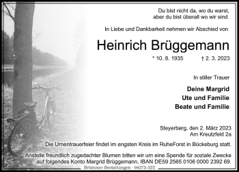 Traueranzeige von Heinrich Brüggemann von Die Harke