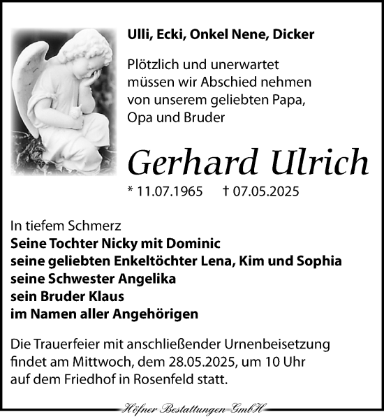 Traueranzeige von Gerhard Ulrich von Torgauer Zeitung