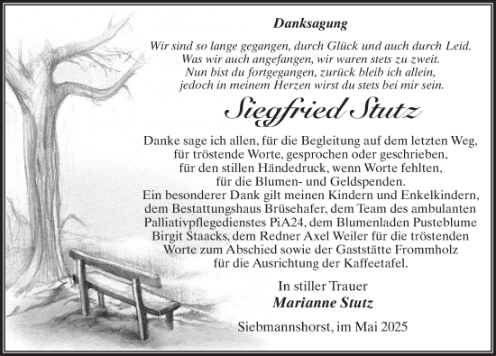 Traueranzeige von Siegfried Stutz von Wochenspiegel
