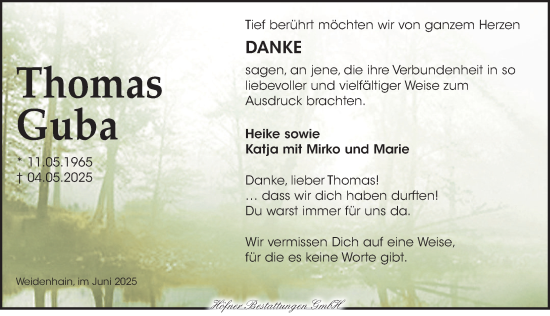 Traueranzeige von Thomas Guba von Torgauer Zeitung
