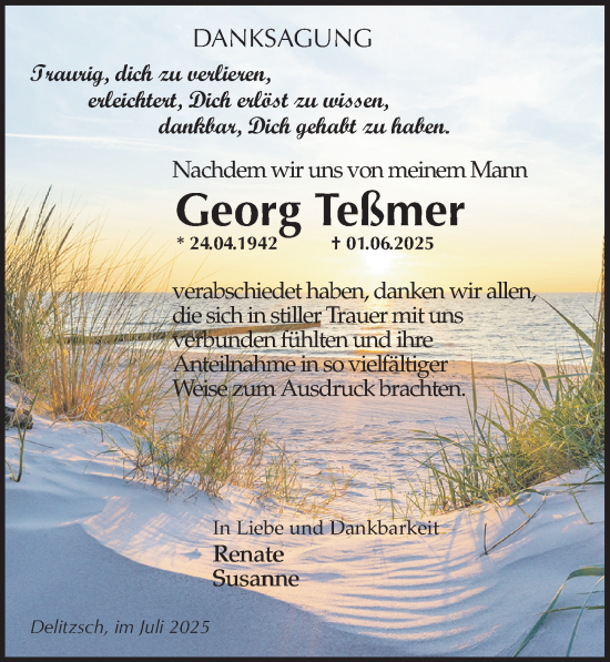 Traueranzeige von Georg Teßmer von Leipziger Volkszeitung